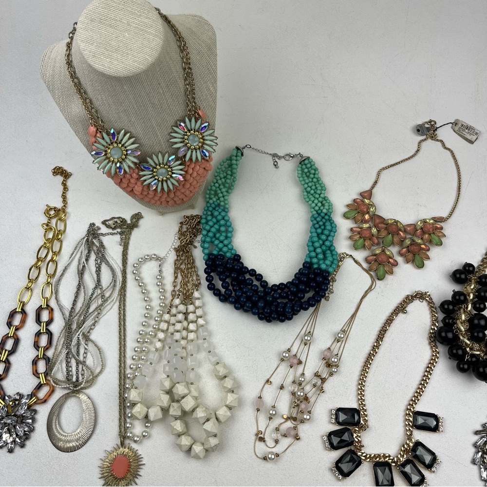 Y2k Assorted Necklaces Statement Beaded Bib Layer… - image 3
